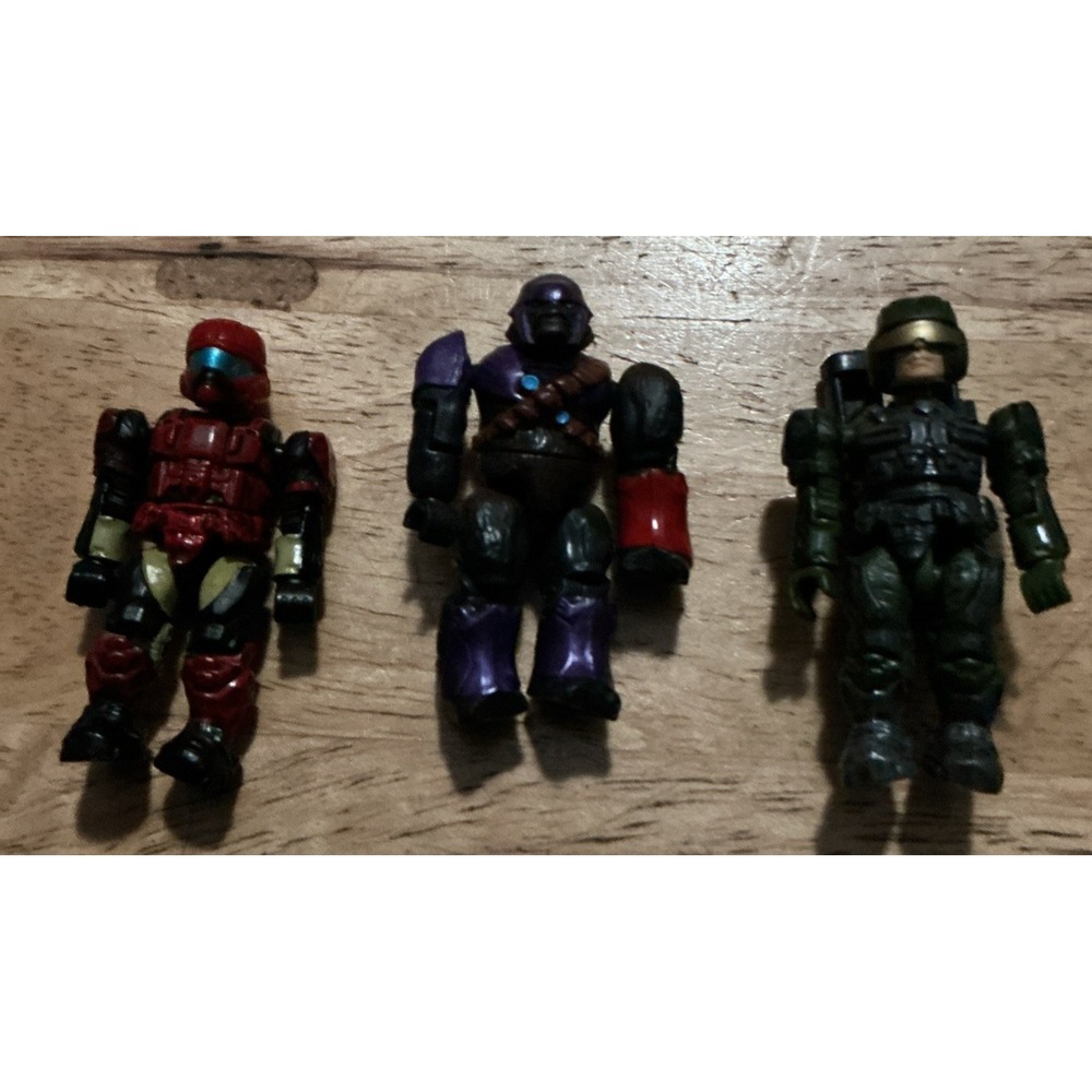 Halo Mega Blocks Minimates Lot Of 3,  Red UNSC ODST, Purple Brute & UNSC Marine - Picture 1 of 12